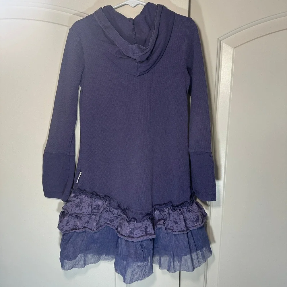 Naartjie Kids Girls 7 Purple Hooded Dress‎ Y2K Fairycore Layered Ruffle Tulle